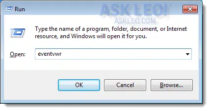 Start -> Run eventvwr