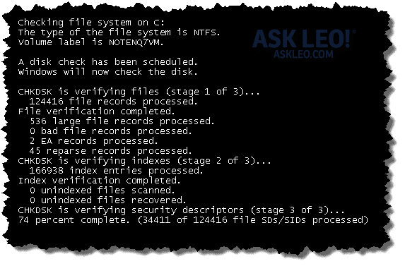 CHKDSK running before Windows