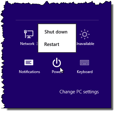 Windows 8 Shutdown Options