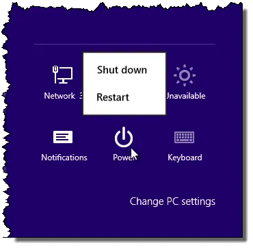 Windows 8 Shutdown Options