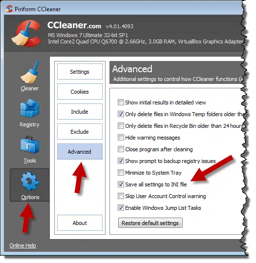 CCleaner Save To INI