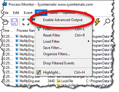 Enable Advanced Output turned off.