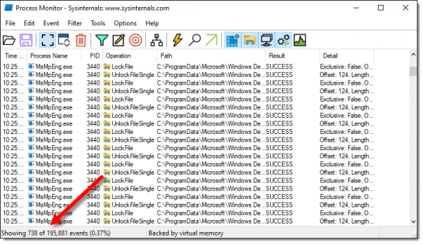 Process Monitor running.