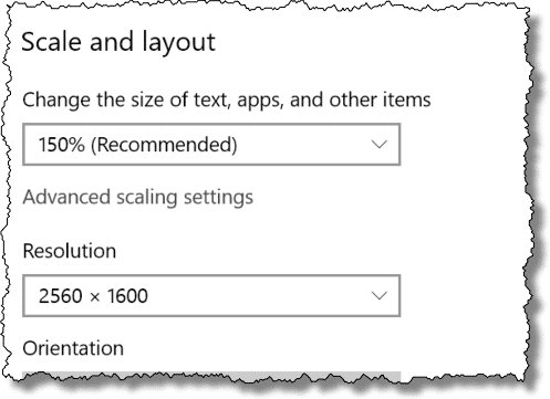 Windows 10 Scale and Layout