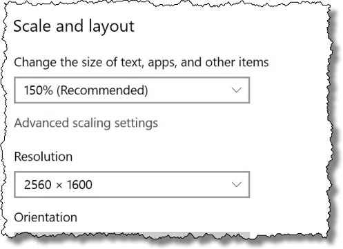 Windows 10 Scale and Layout