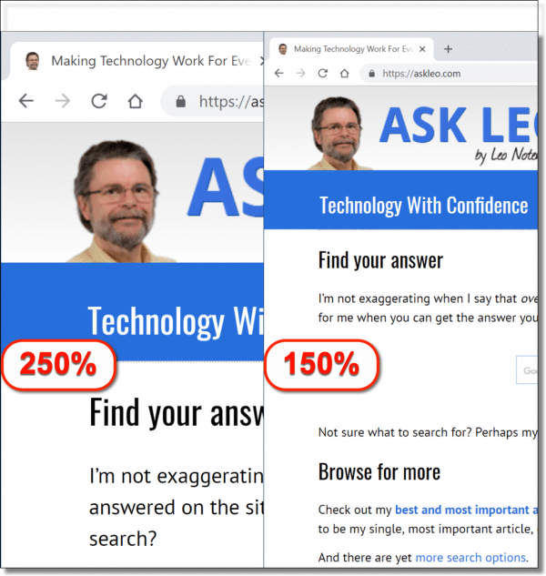 Scaling example in Windows 10