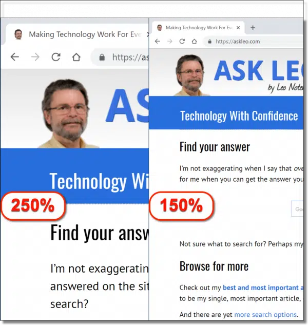 Scaling example in Windows 10