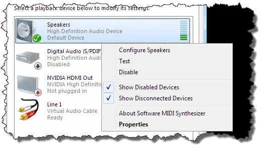Setting default audio