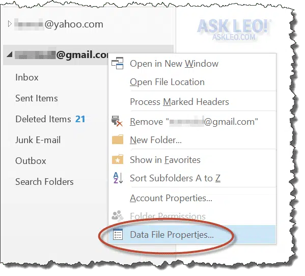 Outlook 2013 PST Context Menu