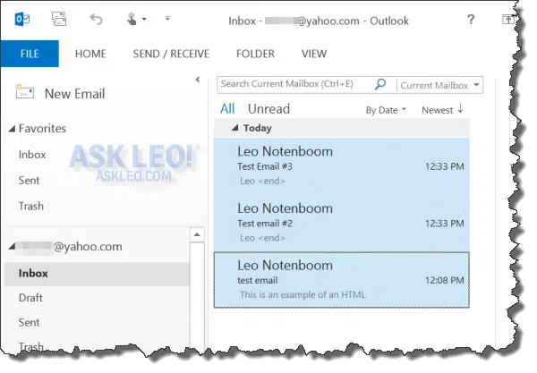 Outlook Multiple Messages Selected