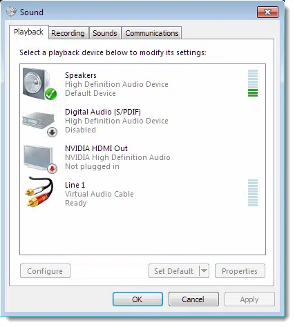 Windows playback devices