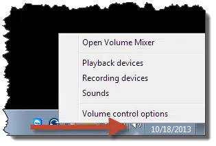 Right clicked volume indicator