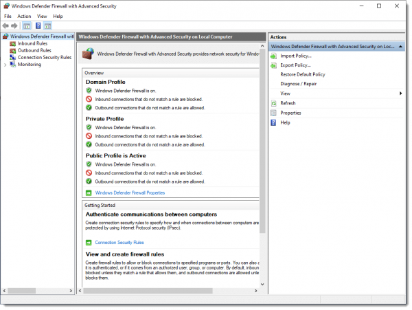 Windows Defender Firewall in Windows 10