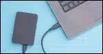 External hard disk connected to a laptop.
