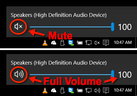 Muted Speakers in Windows 10