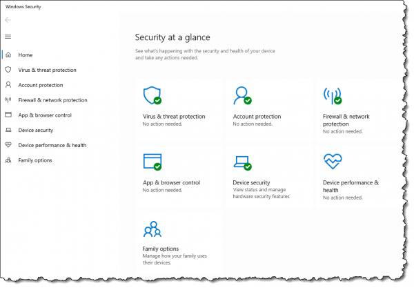 Windows 10 Windows Security app