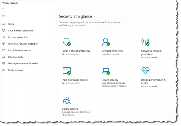Windows 10 Windows Security app