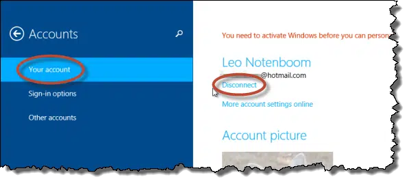 Windows 8 Disconnect