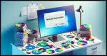 A bright, simple, photorealistic image representing the process of reinstalling Windows without having the necessary discs or downloads. The image should include a computer screen displaying an error message about missing installation files, alongside a desk cluttered with scattered software discs, some of them labeled as 'Windows' and 'Office', and papers containing activation codes and download instructions. The setting should convey a sense of frustration and confusion, highlighting the challenge of reinstalling software without the original media or downloads.