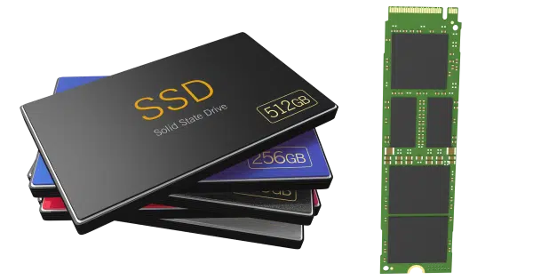 SSDs. Sata-compatible on the left, M.2 form factor on the right.