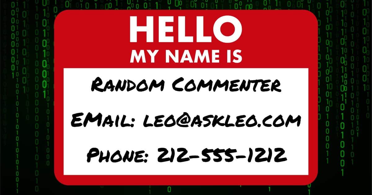 Publicly posting email and phone on a "Hello my name is" badge