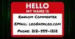 Publicly posting email and phone on a "Hello my name is" badge