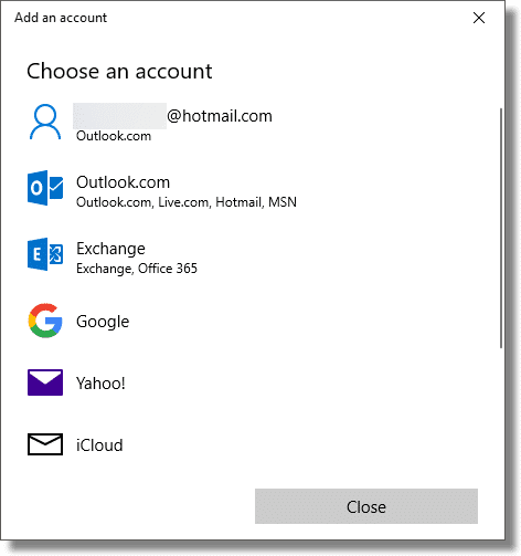 Mail: Choose an account
