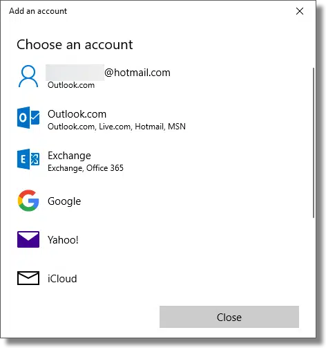 Mail: Choose an account
