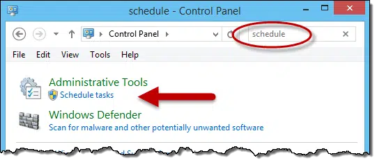 Schedule in Control Panel