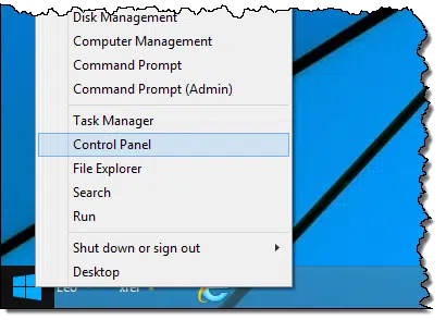 Control Panel on Windows 8.1 Start menu