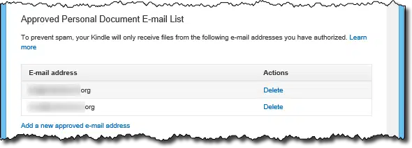 Kindle Approved Email List