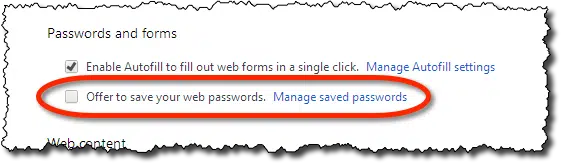 Chrome's offer to save passwords