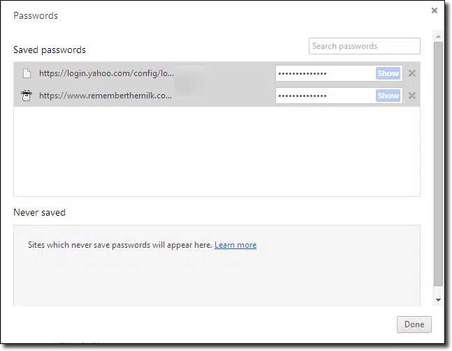 Chrome Saved Passwords