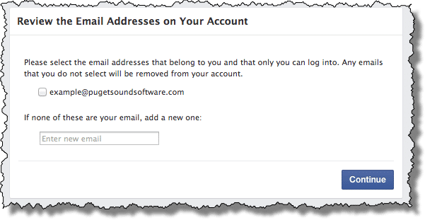 Facebook Validating Email addresses