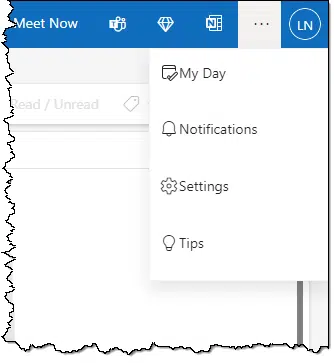 Outlook.com ellipsis clicked.