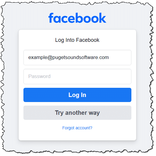 Facebook log in page.