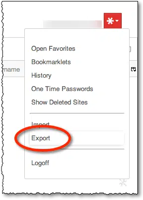 LastPass Export Item