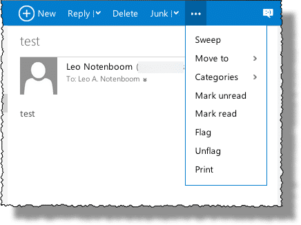 Outlook.com Ellipsis Menu Drop-down