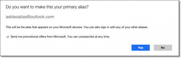 Outlook.com Primary Address Confirmatilon