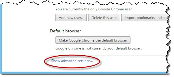 Chrome Show Advanced Settings
