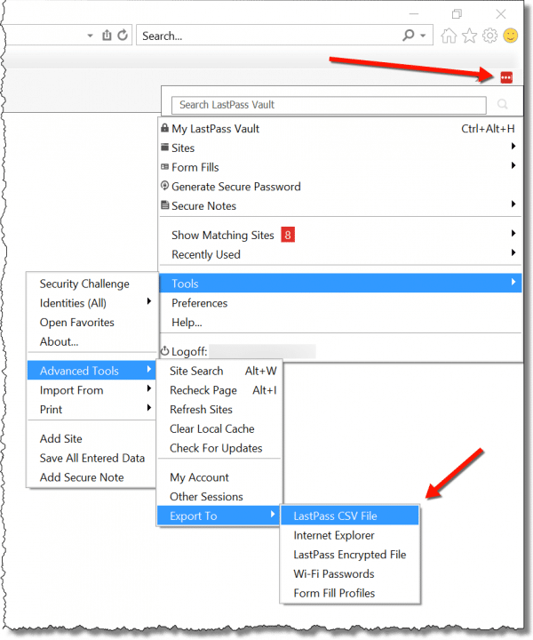 LastPass export path