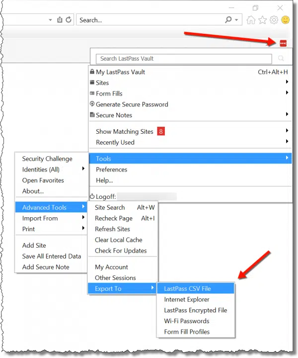 LastPass export path