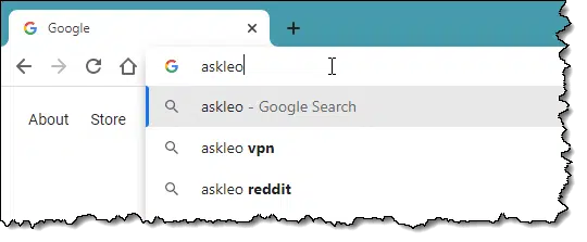 Searching in the address bar.