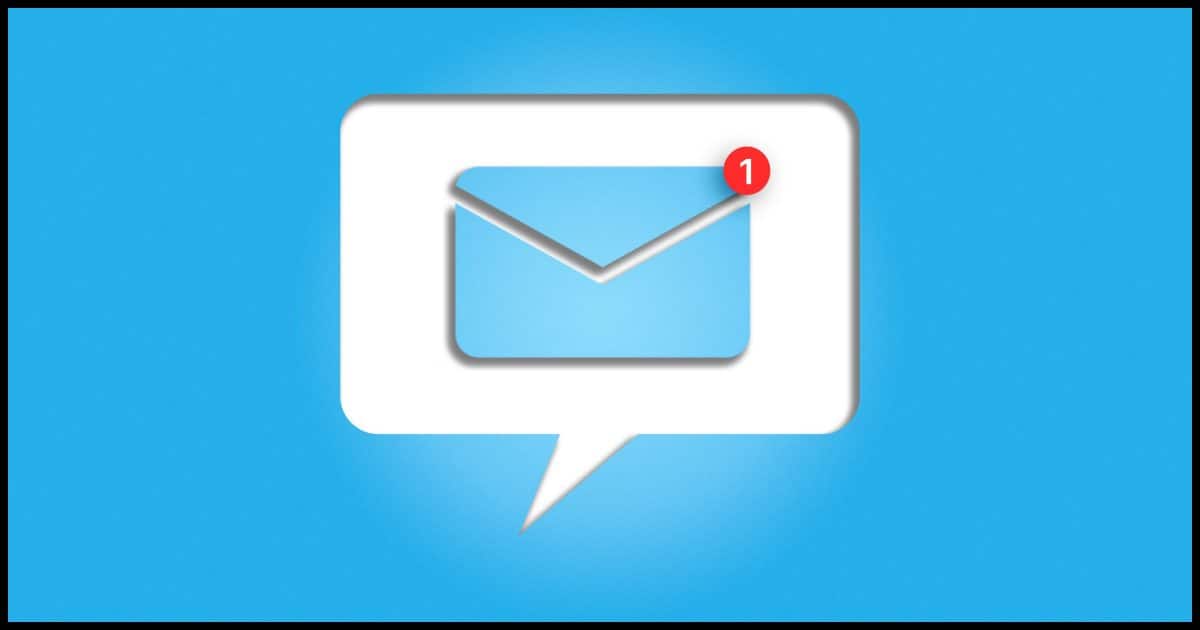 Stylized email icon in a chat bubble.