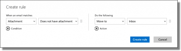 Outlook.com no attachment rule