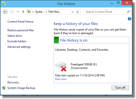 Windows 10 File History