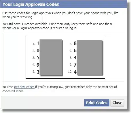 Two-Factor Authentication Codes