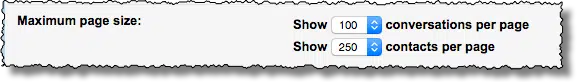 Gmail: Maximum page size
