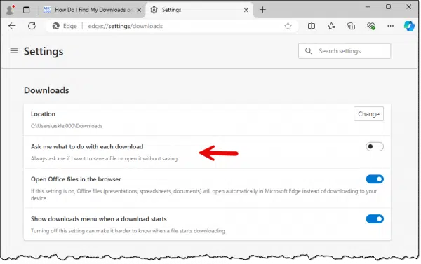 Ask what to do with downloads.