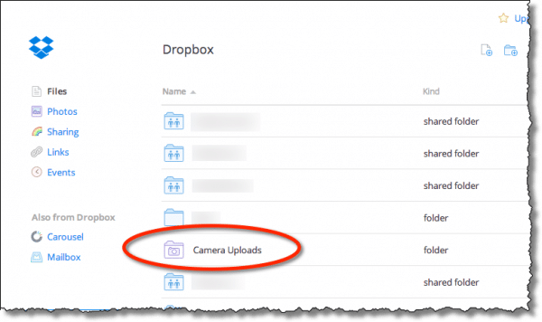 Dropbox Camera Uploads folder
